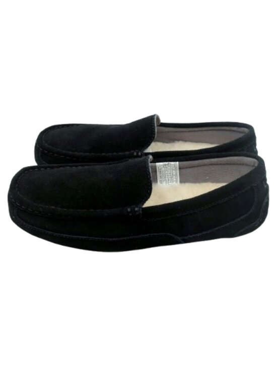 UGG~Alder~BLACK SUEDE SHEARLING LINED MEN\'S MOCCASIN SLIPPER SHOES Sz 9 Near New main image 5